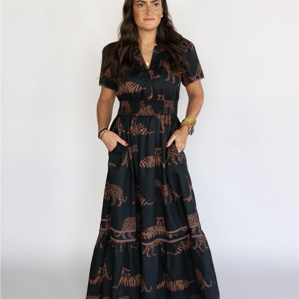 Sugarlips Black Maxi Dress with Brown Animal Print
